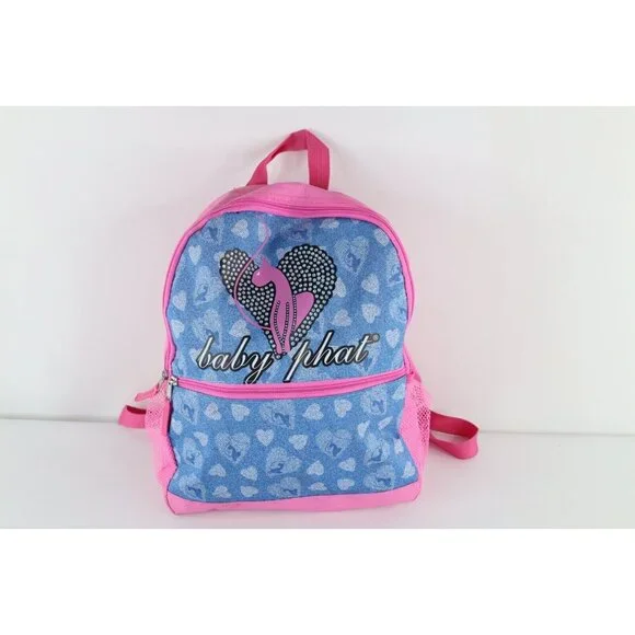 Vintage Baby Phat Distressed Spell Out Cat Heart Backpack Book Bag Carry On Pink Vintage Y2K Baby Phat Purse PINK Shoulder Bag | eBay main image 3